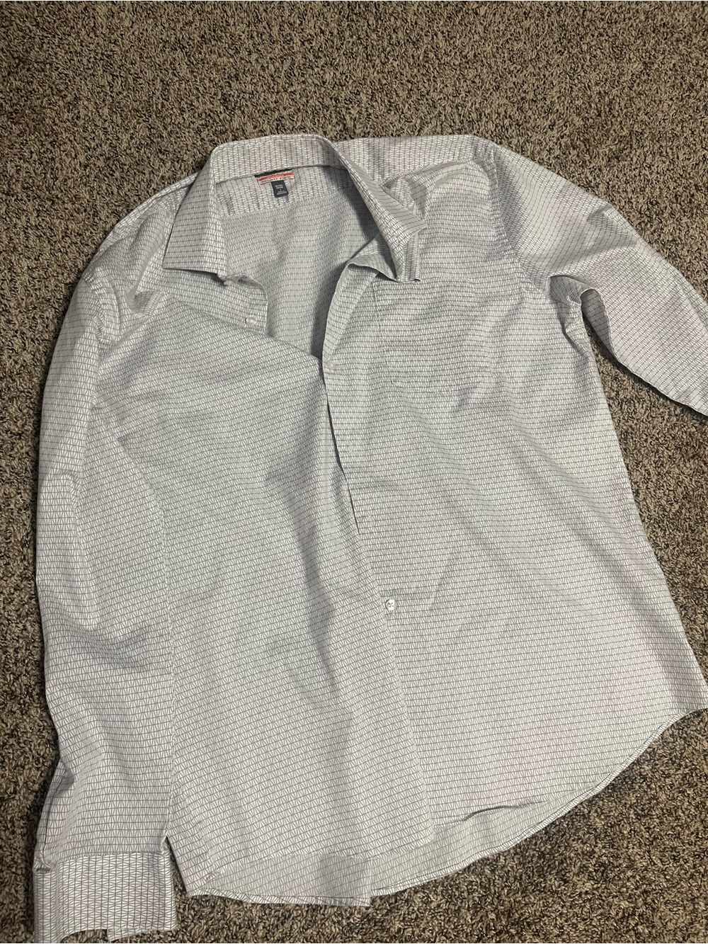 Men's Van Heusen Long Sleeve Dress Shirt - Light Gray Pattern   Size L